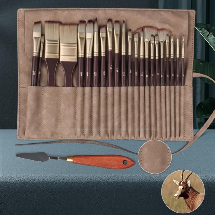 22Pcs Anti-sheding Nylon Paint Brush with Brush Holder, Perfect for Oil Acrylic Watercolor Painting