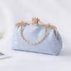 Chinese Style Clutch Bag Vintage Floral Lace Embroidery Evening Bag with Metal Frame convertible Shoulder Strap for Wedding