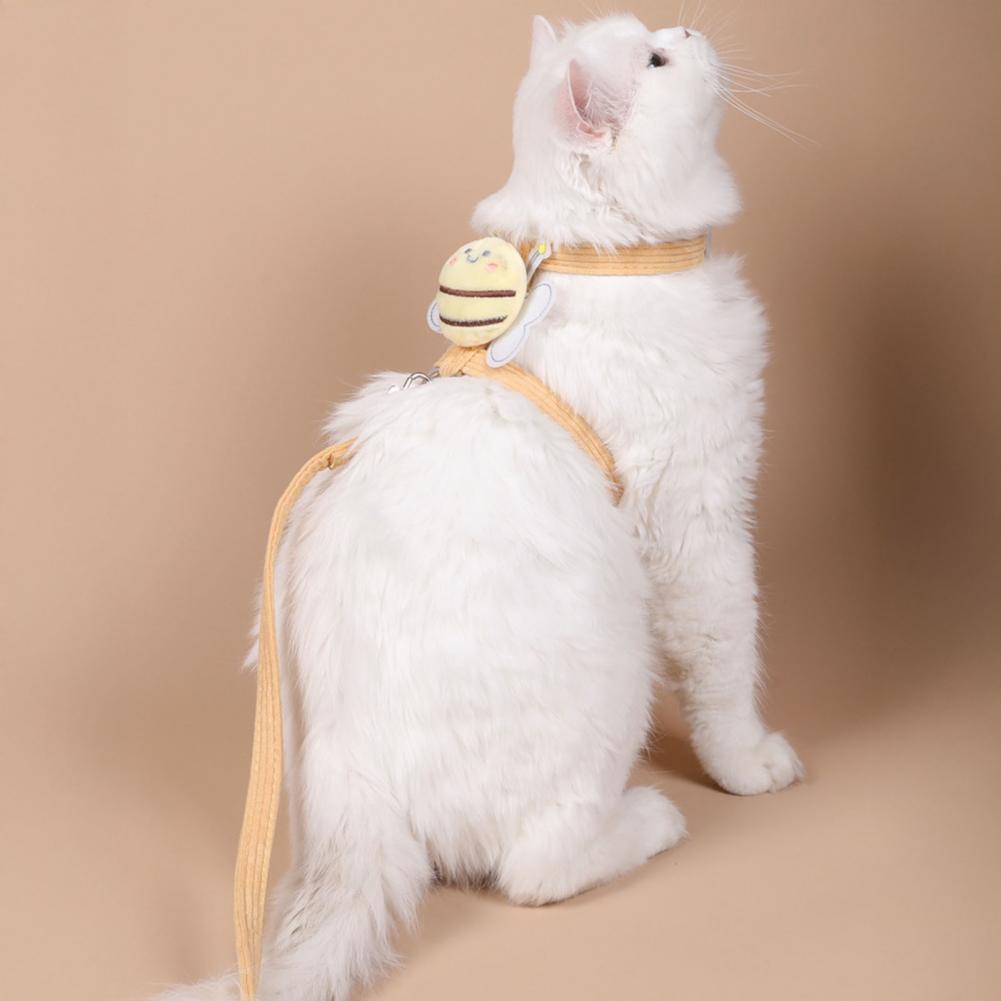 Sicheres Katzengeschirr für kleine Katzen Katzengeschirr Leine Set Verstellbar Cartoon Biene Haustiergeschirr Leine Set für Kleine bis für Draußen