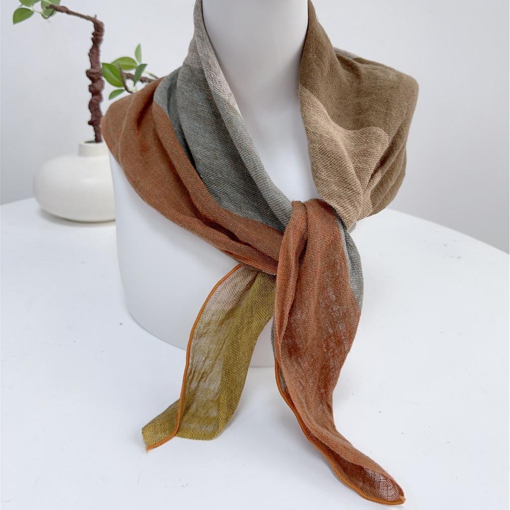 Clearance Welfare Retro Linen Square Scarf Literary And Versatile Women'S Summer Neck Protection Cotton And Linen Small Silk Scarf Scarf Printed Model