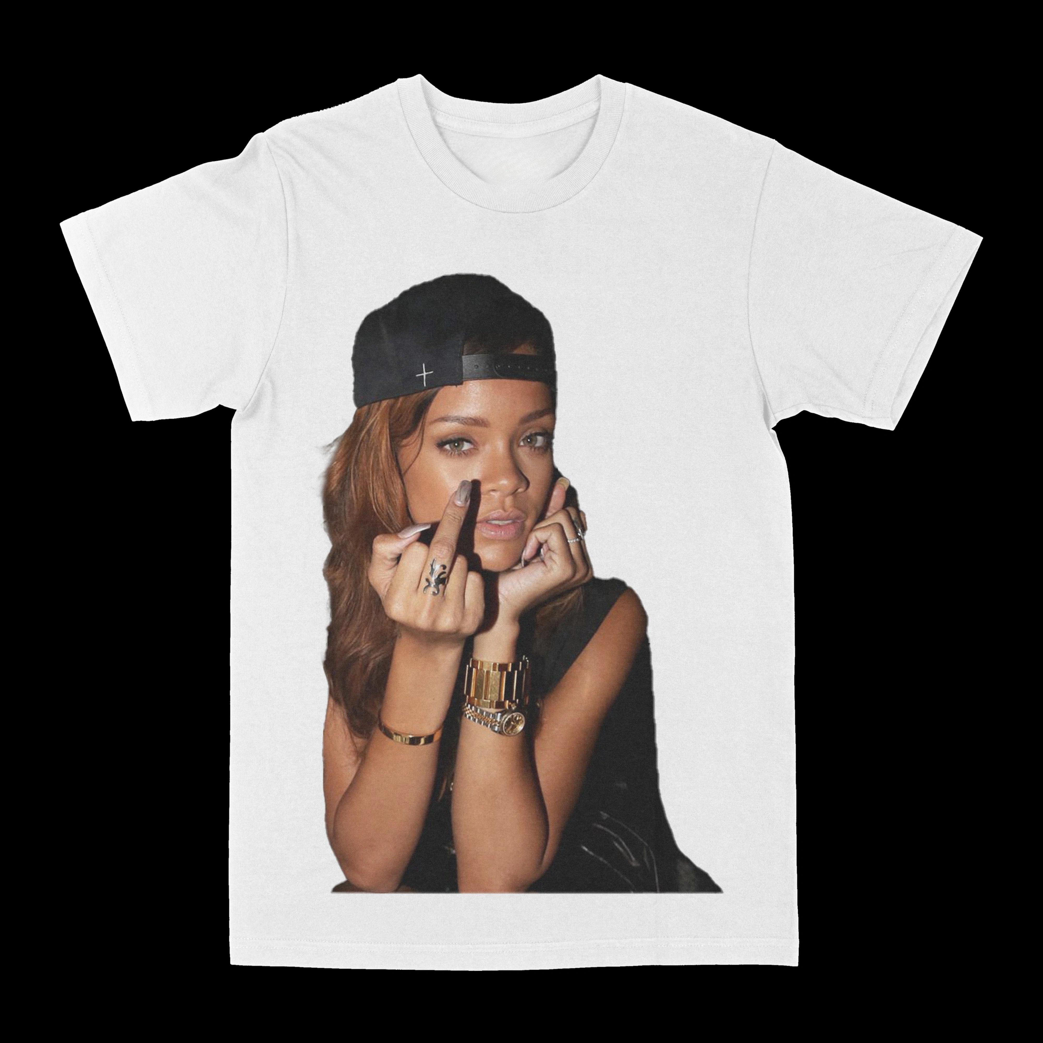 

Rihanna Flipping It Graphic Patterned Print T-shirt Summer Luxury Brand Pure Cotton T-shirts for Men and Women Short Sleeves S