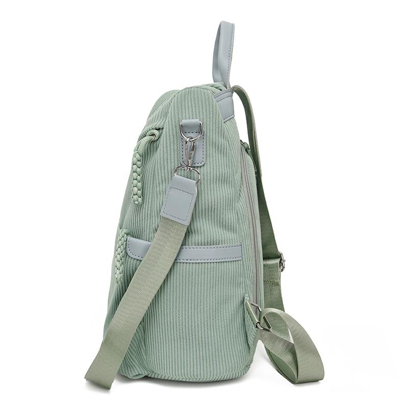 Zaino in Velluto a Coste Monocolore Cartella Scolastica da Studente Zainetto Piccolo da Pendolare da Donna Borsa a Spalla Multifunzionale