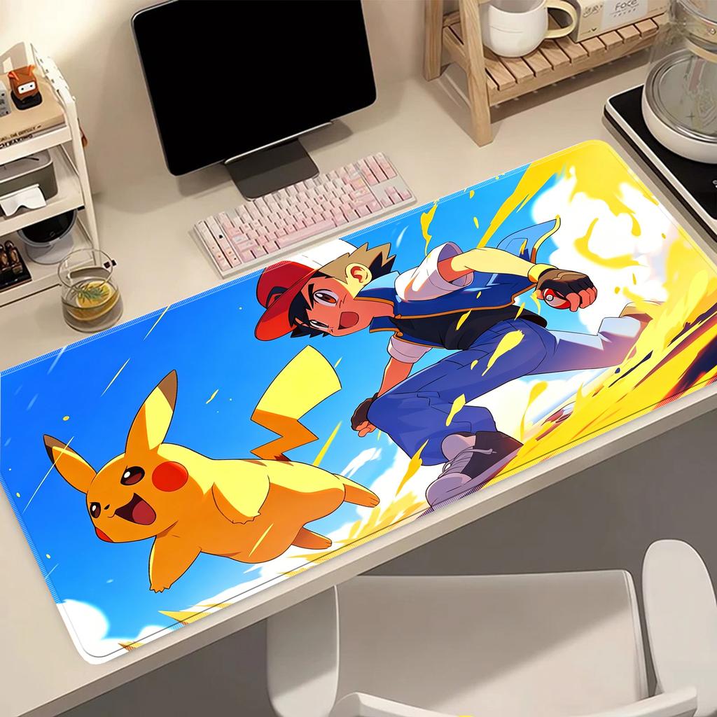 Kawaii Anime Pokemon Pikachu Extended Mousepad Soft Rubber Waterproof Desk Pad Laptop Gaming Mouse Mat Home Office Accessories