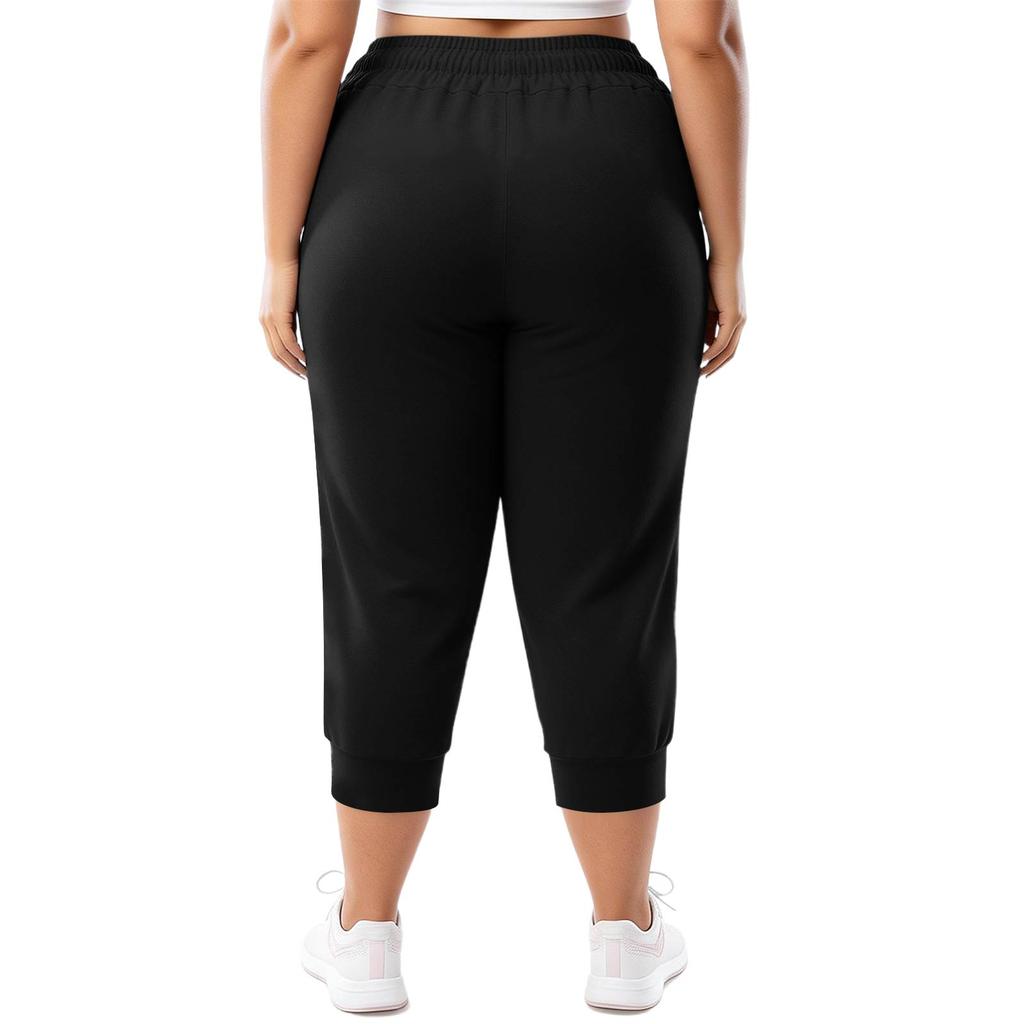 Women's Fashionable Casual Loose-Fit Cuffed 7/8-Length Plus Size Athletic Joggers