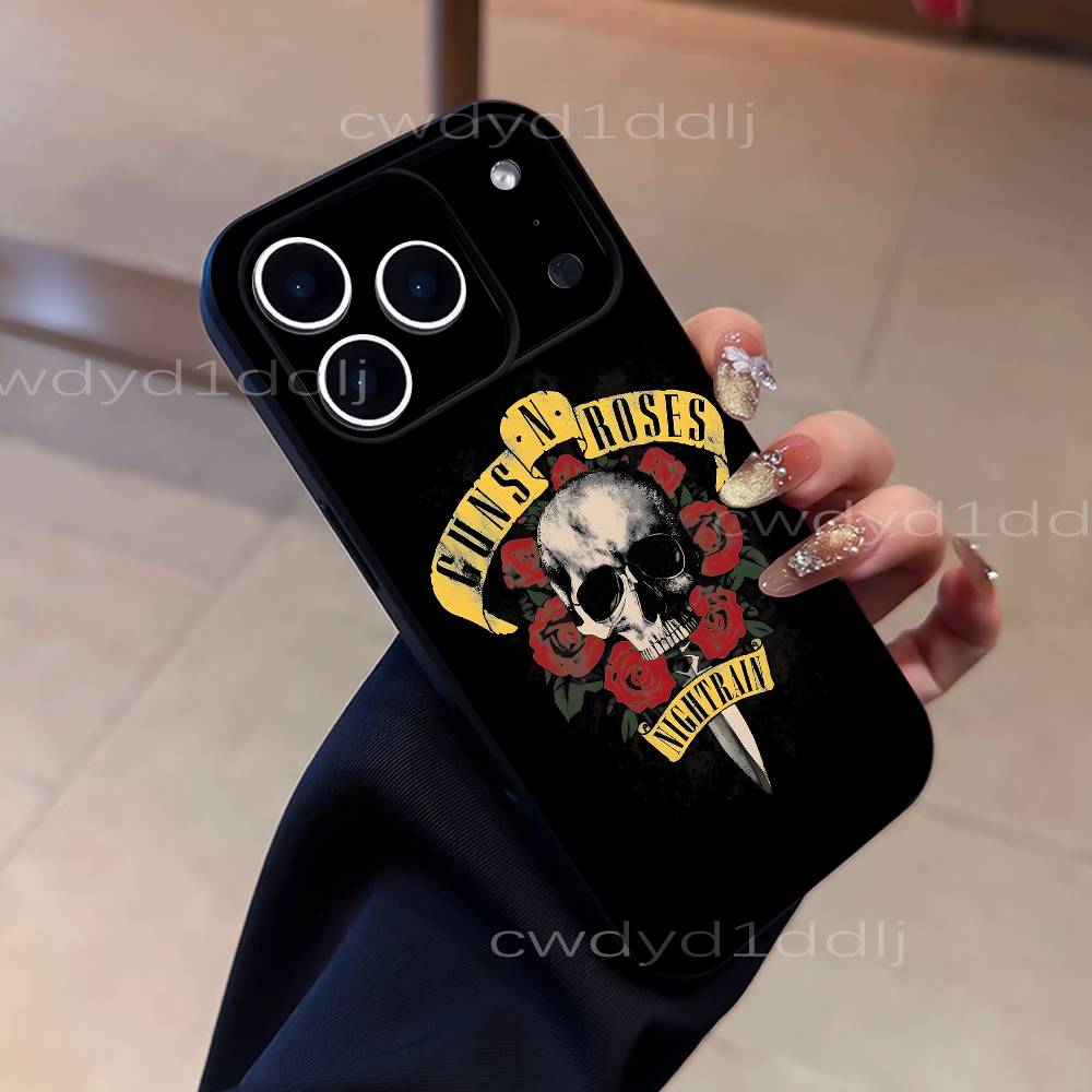 G-Guns N R-Roses Band For iPhone 17,16,15,11,12,14,13 Pro Max Mini XS,XR,7 Plus 16E Air Soft Black Dustproof Phone Case
