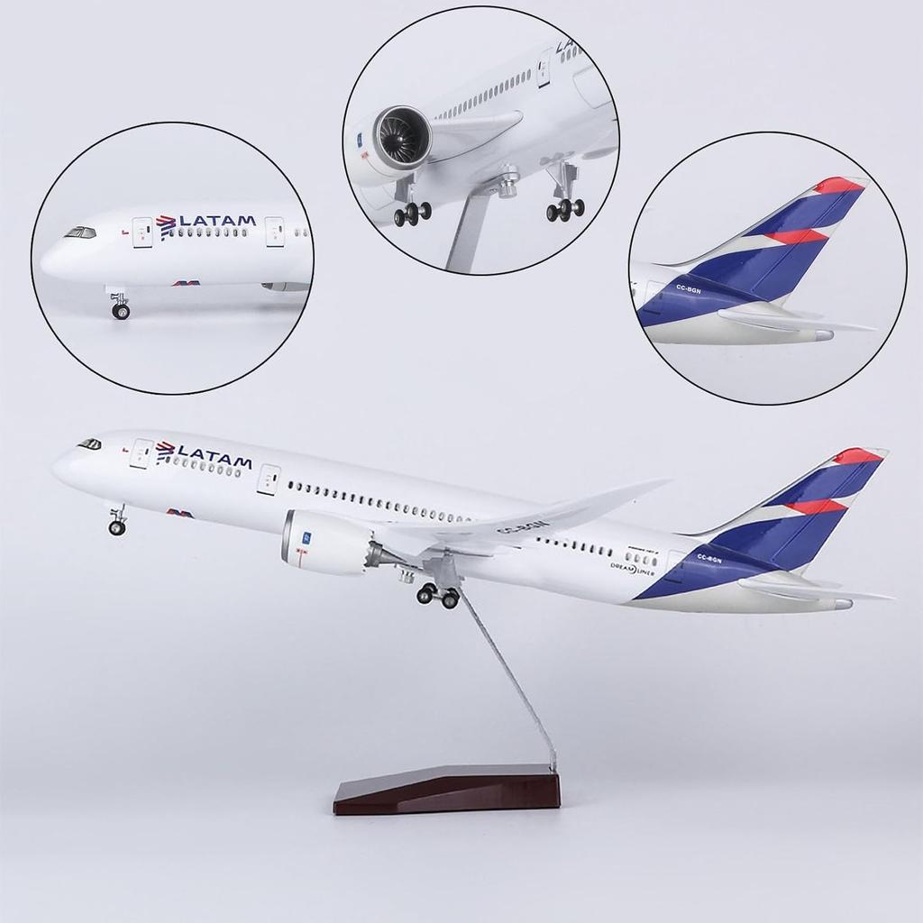 Airplane B787 LATAM Airways 47cm 1/130 Scale Plane Model Resin Aircraft With Lights LED and Stand Desktop Home Decoration