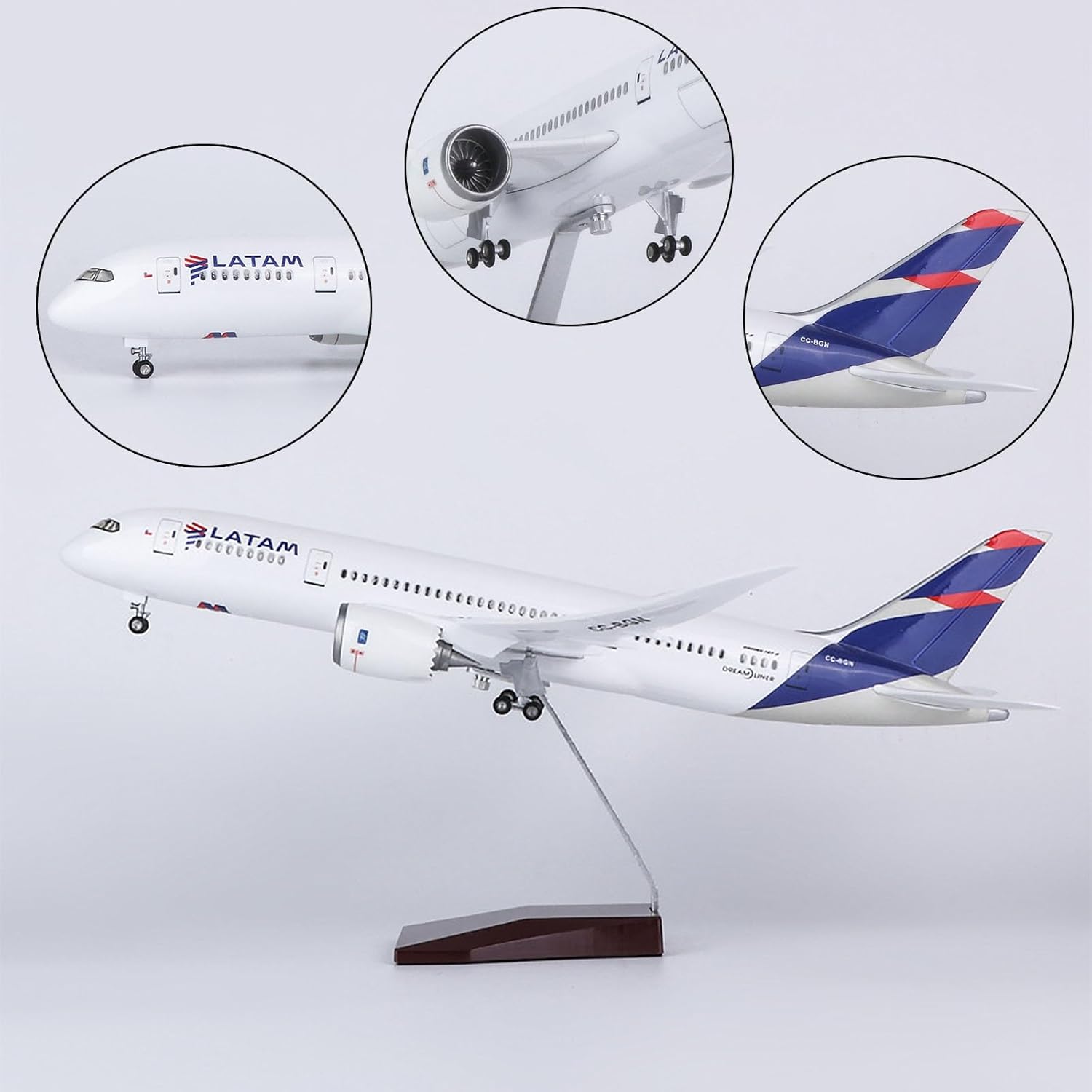 

Airplane B787 LATAM Airways 47cm 1/130 Scale Plane Model Resin Aircraft With Lights LED and Stand Desktop Home Decoration No lights