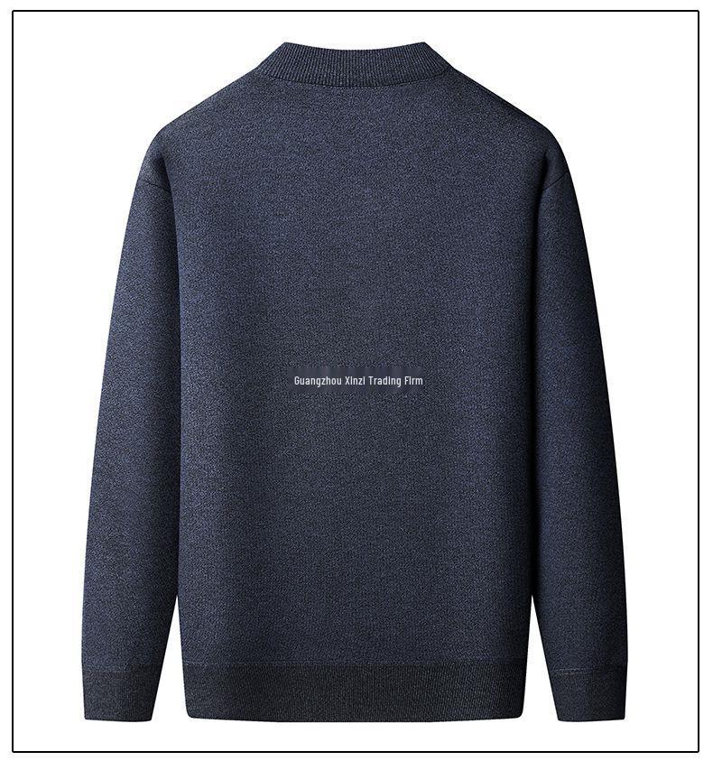 Warmer Herren-Pullover mit Karomuster und Plus-Samt für mittleres und älteres Alter (50er-60er Jahre) - Herbst/Winter Rundhals Basisschicht