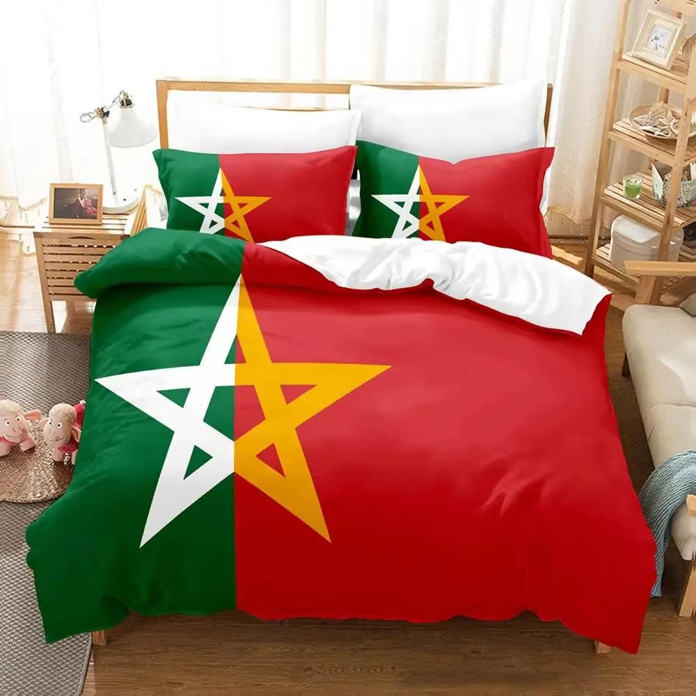 Neu 3D Druck Marokko Flagge Bettwäsche Set Jungen Mädchen Twin Queen-Size Bettbezug Kissenbezug Bett Kinder Erwachsene Mode Home Textilien