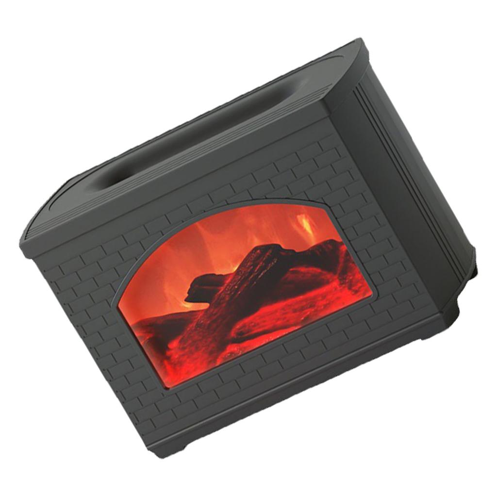 270ml Mist Humidifier Simulated Fireplace Design Power Off Protection Fire Diffuser for Home Black