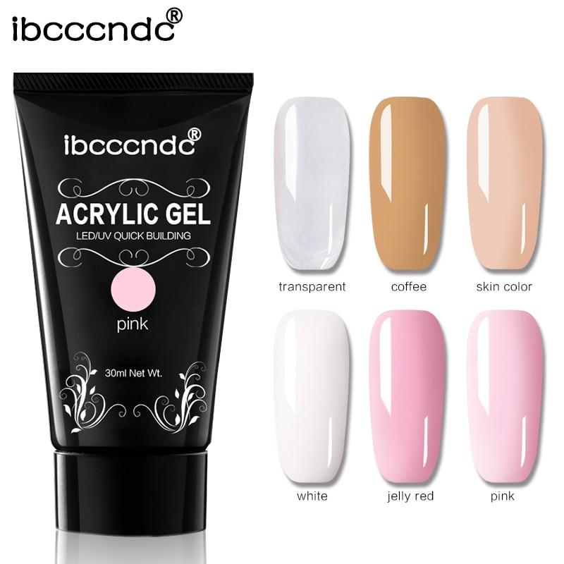 Νέο 30g Buider Nail Acrylic Poly Pink White Clear Clear Crystal UV LED Builder Gel Solution Slip Solution Quick Nail Extension Tools