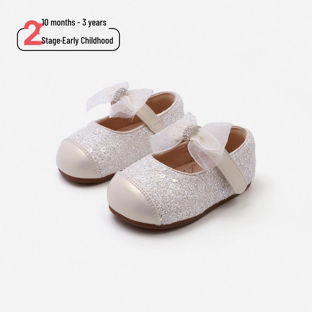 Maib Xiong 2026 Frühling Baby Mädchen Pre-Walking Schleifenschuhe - Lässige Leder Mode Schuhe