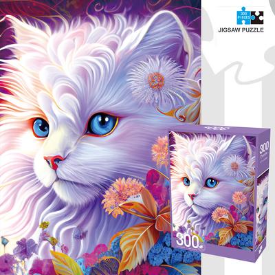 Puzzle per Adulti/Bambini 300 Pezzi Gatto Dipinto a Mano Puzzle Familiari Giocattolo per la Casa Decorazione Artistica Puzzle