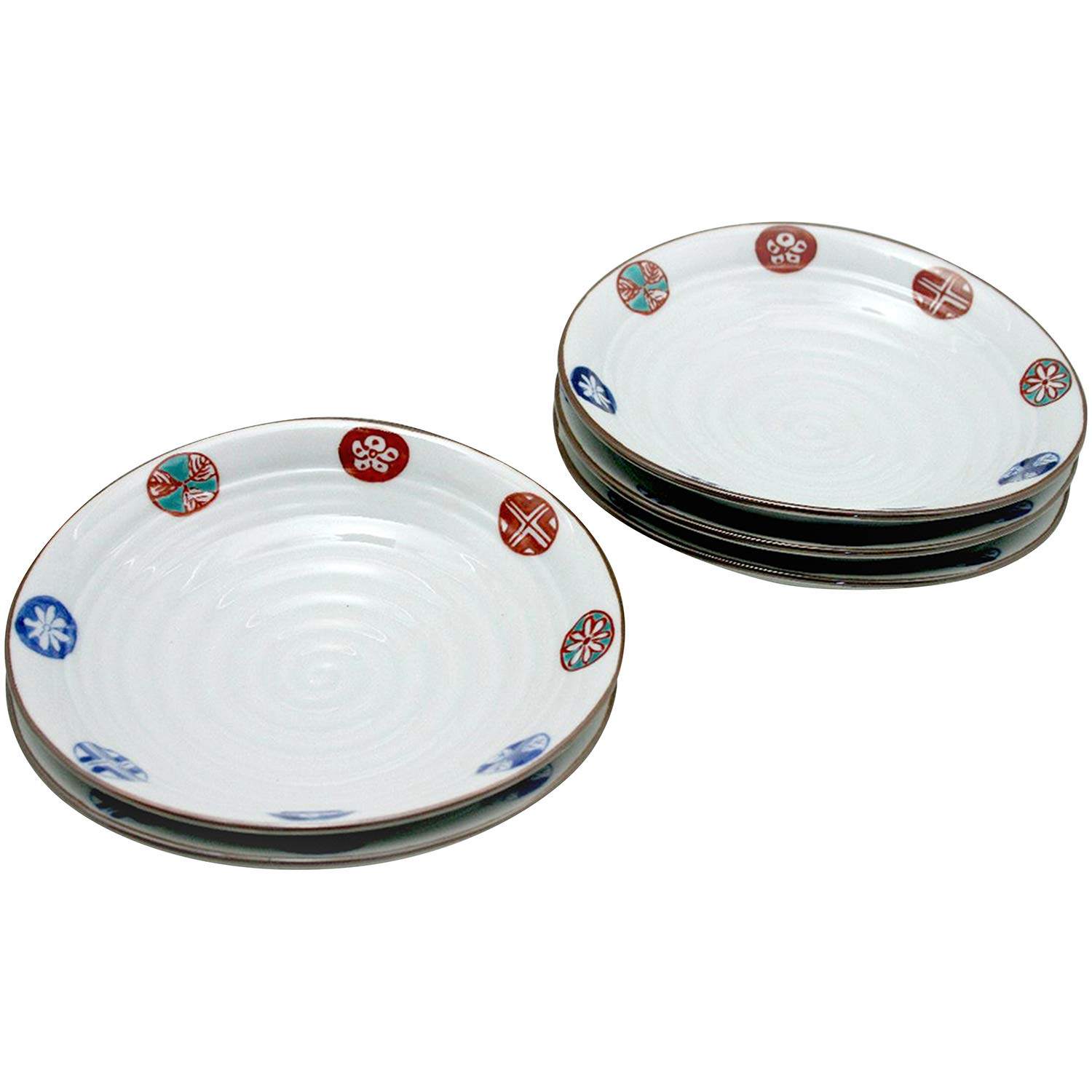 

Arita ware Takeken kiln dyed brocade round pattern oval side plate set 52437