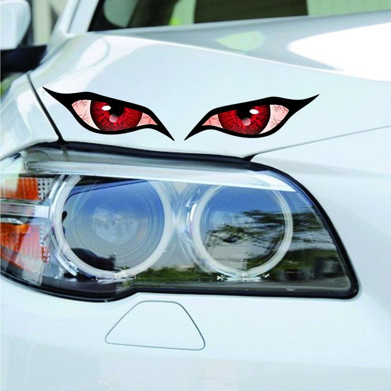 Car Sticker 3D Glossy Red Anime Eye Car Sticker - For Rearview Side Mirror, Eye-catching Character Eye Design Decal