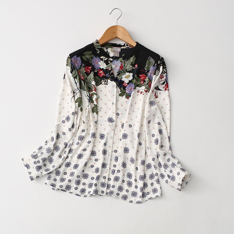 

Export Export Tail Order High Quality Fresh V-neck Chiffon Shirt Loose Slim Looking Plus Size Ladies Plus Size Shirt Spring & Fall Women White Print Eurocode -00P (minor defects)