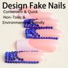 Handmade New Style Blue Diamond Sparkling Long Tube False Nails