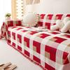 Red Festive Chenille Plaid Sofa Cover Cloth Sofa Towel Four Seasons Universal Sofa Cover Cover One Piece Full Cover Blanket