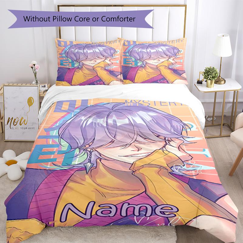 3pcs Custom Name Saja Boys Bedding Set Duvet Cover Closure Includes 1 Duvet Cover & 2 Pillowcases, Soft and Comfortable for All Seasons.