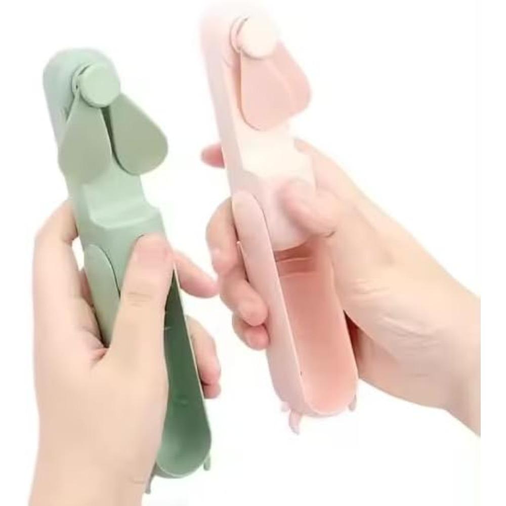 Portable Personal Mini Fan, Foldable, Small Handheld with USB Rechargeable Battery, Soft Blades (Pink)