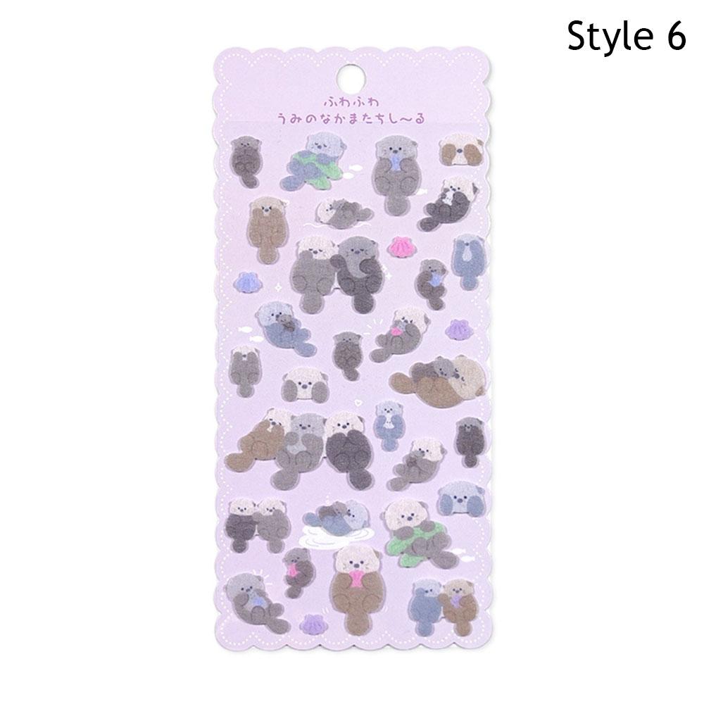 Cartoon Animal Felt Cloth Kawaii Decor Stickers Scrapbooking DIY Journaling Cute Stationery Sticker Marine Animal Decor Stickers