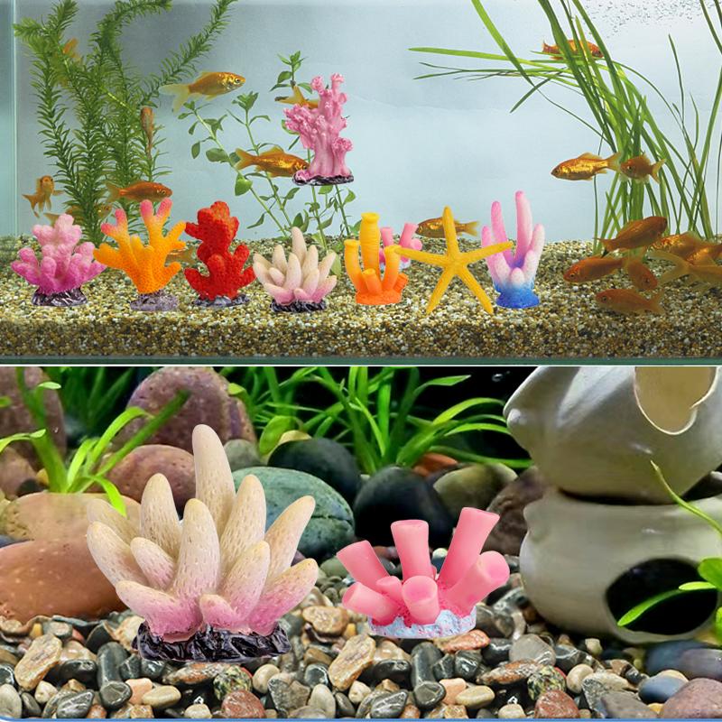 Aquarium Artificial Coral Landscape Ornaments Garden Fish Tank Decor Resin Reef Rock Making Simulation Starfish DIY Background