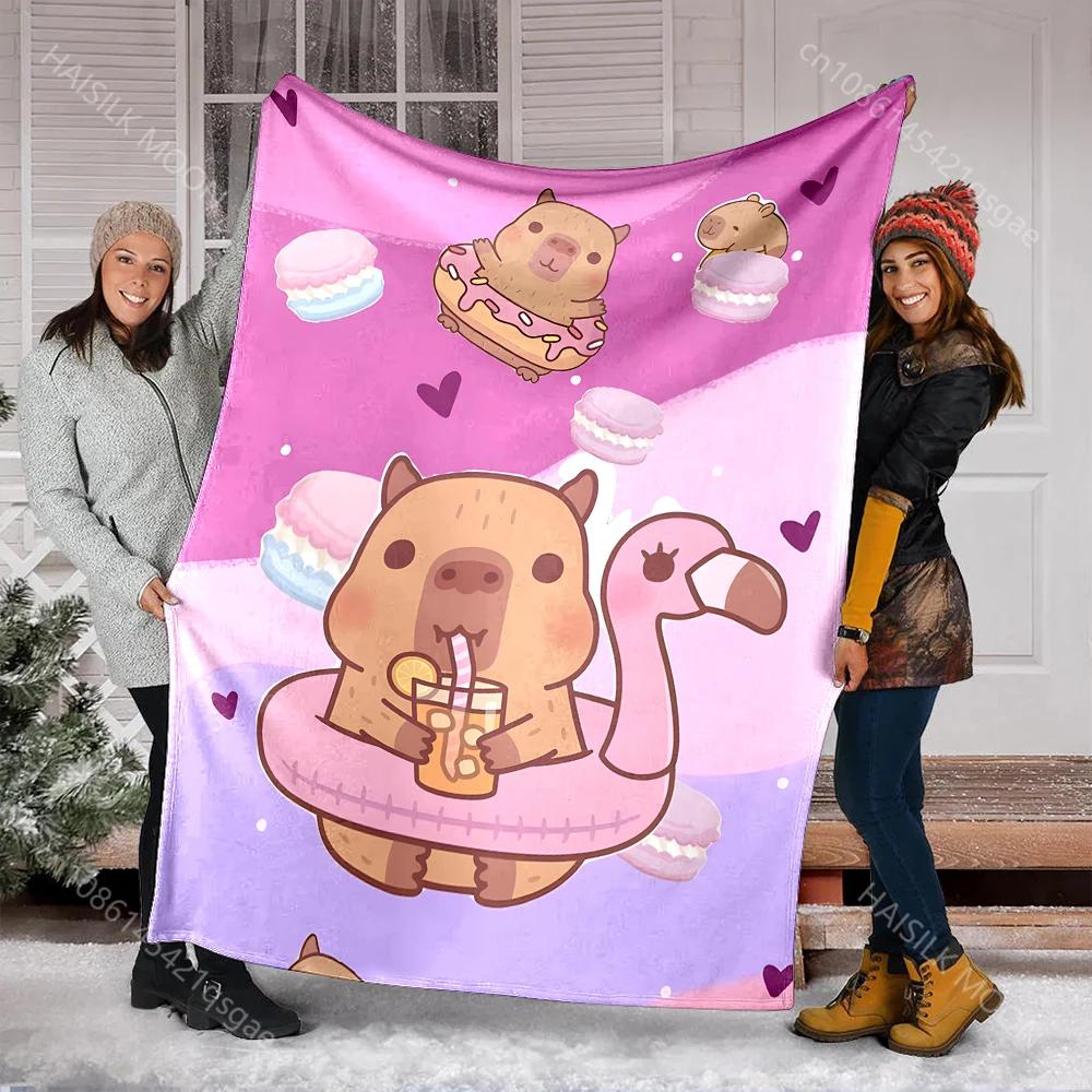 

Capybara Printed Cartoon Throw Blanket for Adults Kids Soft Warm Bedding for Bed Sofa Outdoor Travel Flannel Material 100x150cm
