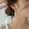 2024 New Personality Metal Knot Baroque Pearl Dangle Earrings for Women Vintage Long Pendant Earrings Luxury Jewelry Girls Gift