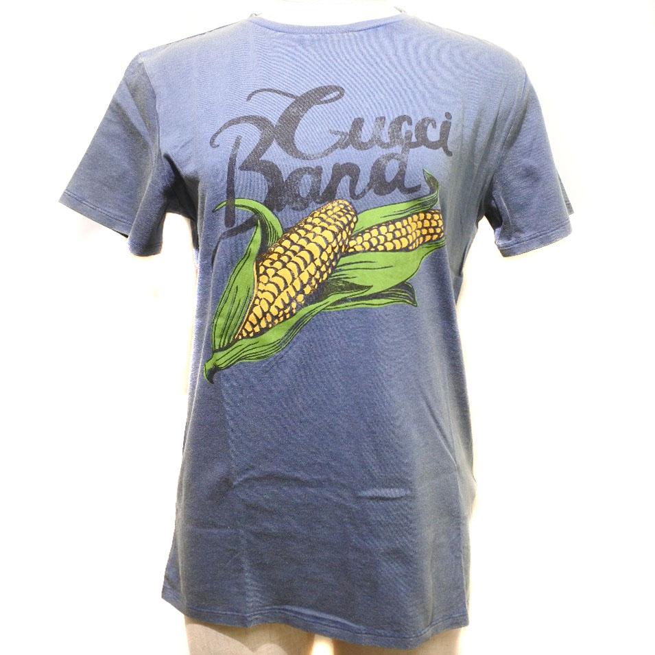 

GUCCI Short sleeve T-shirt corn logo Blue cotton Kids Used