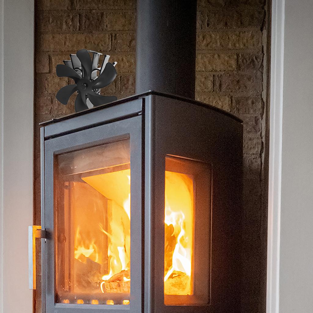 Ht Powered 6-Blade Stove Fan with Auto Start at 50C 122F for Wood Gas with Anodized Aluminum Blades, No Battery Required