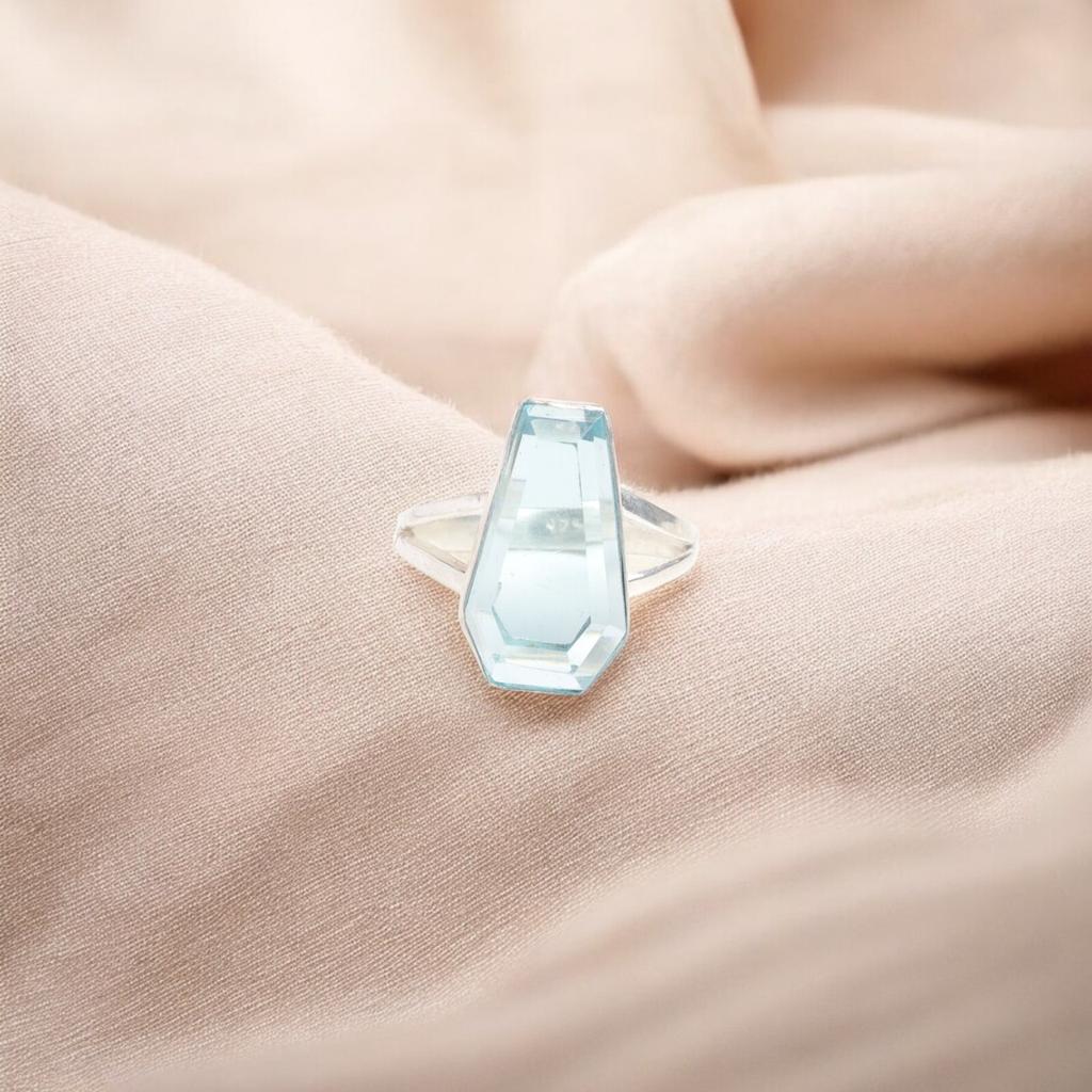 Natural Sky Blue Topaz Gemstone 925Sterling Silver Jewelry Handmade Wadding Ring RR-47-8