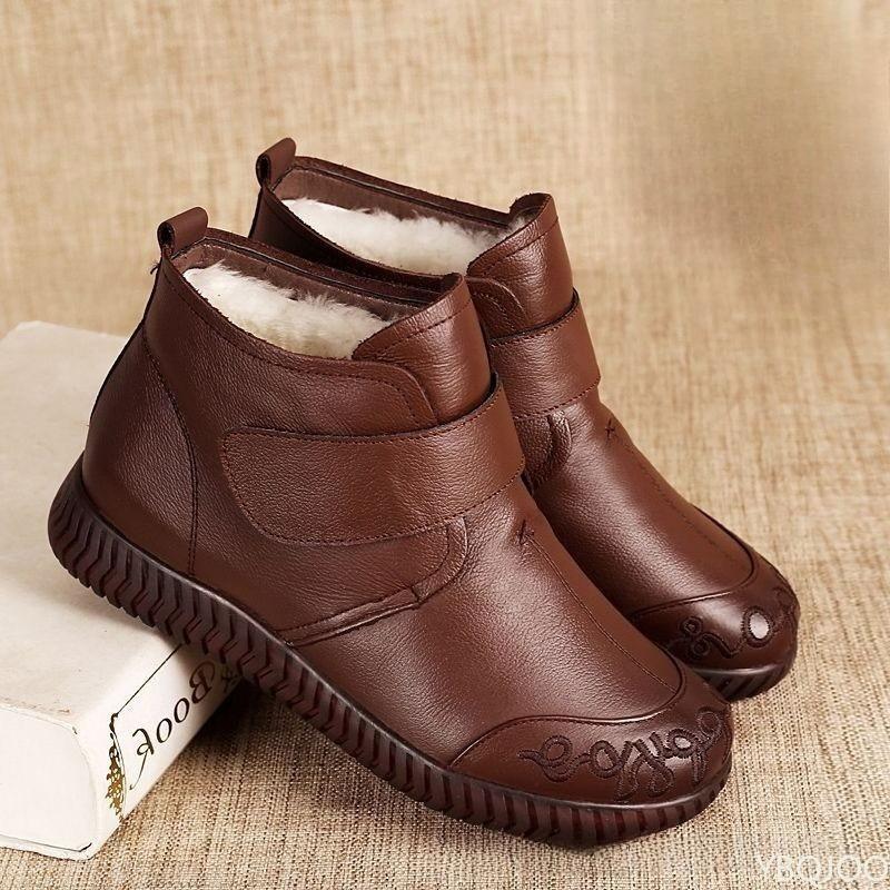Fashion Winter soft soled non slip flat bottom boots anti cold plush insulation  comfortable versatile cotton boots for daily leisure