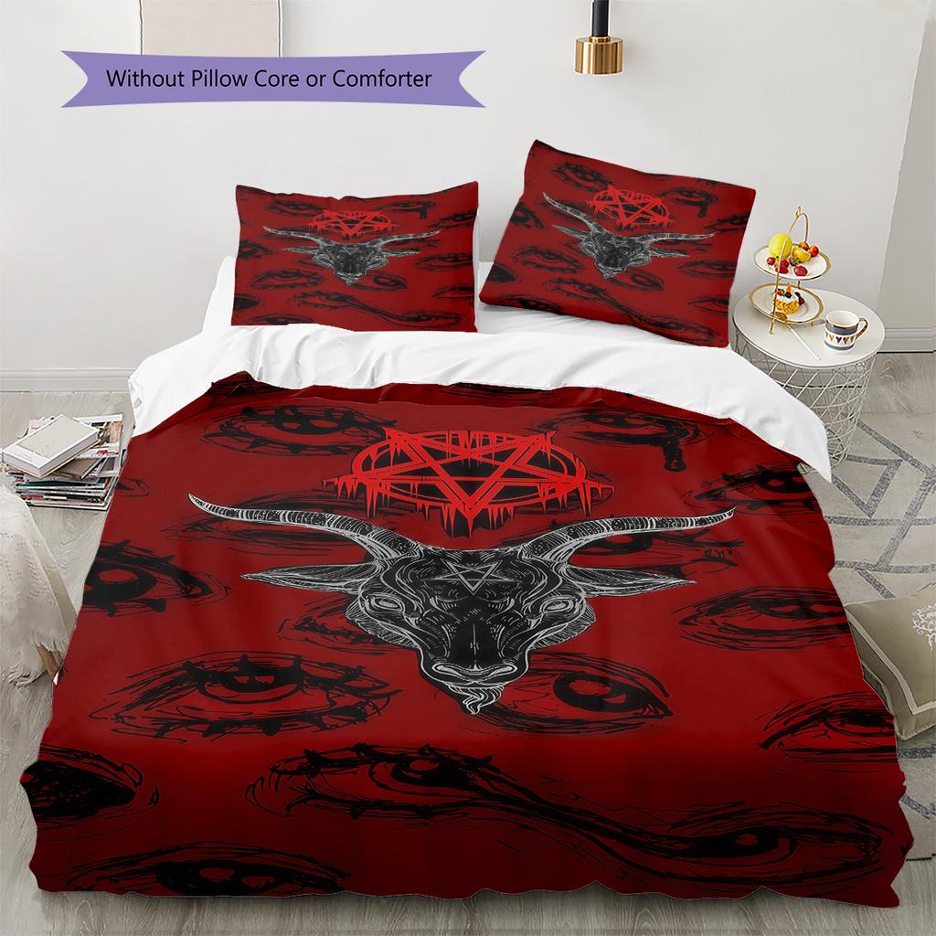 Satan Symbol Pattern Bedding,Quilt Set Quilt Cover Pillowcase Home Birthday Gift (1 * duvet cover + 2 * pillowcase, without core)