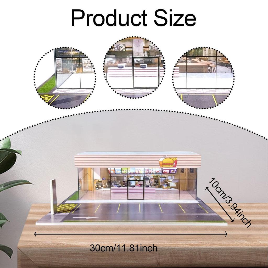1/64 Model Car Display Case Diorama Micro Landscape Decor Collectible Gift with Light Decorative