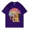 Summer New Hot Stamping Printing Short Sleeve Raglan Sleeve Japanese Anime Sushi Cat 2 Tshirt