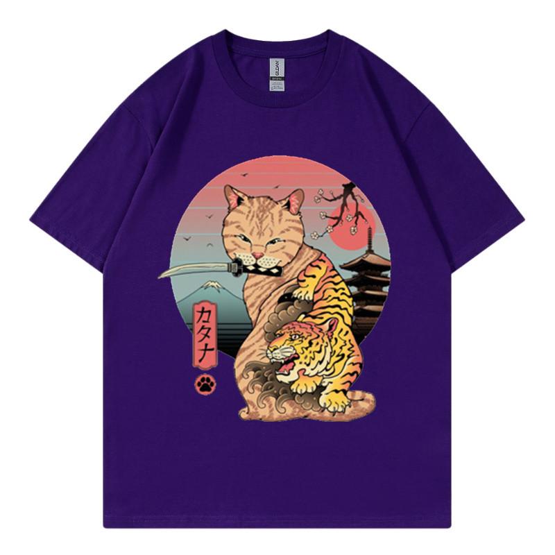 Summer New Hot Stamping Printing Short Sleeve Raglan Sleeve Japanese Anime Sushi Cat 2 Tshirt