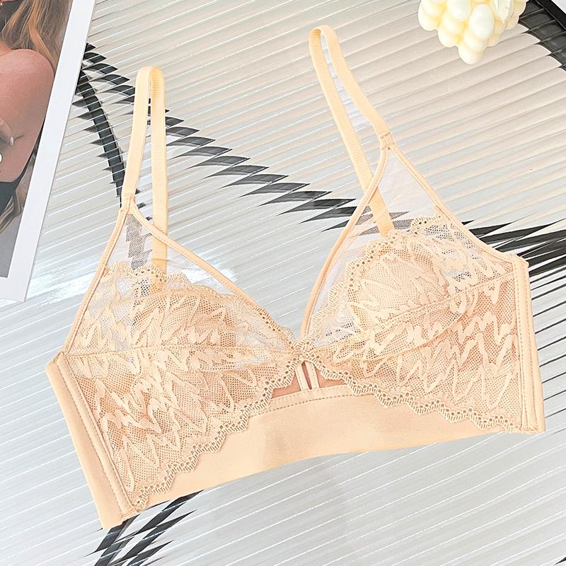 

Кружевной бюстгальтер для женщин, тонкая накладка на грудь, бюстгальтер пуш-ап, летний полый бюстгальтер без стального кольца, сексуальный бюстгальтер с регулируемым плечевым ремнем, бюстгальтеры S/M бежевый