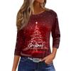 Women's T Shirt Christmas Print 3/4 Sleeve Daily Weekend Fashion Basic Round Neck Regular Top