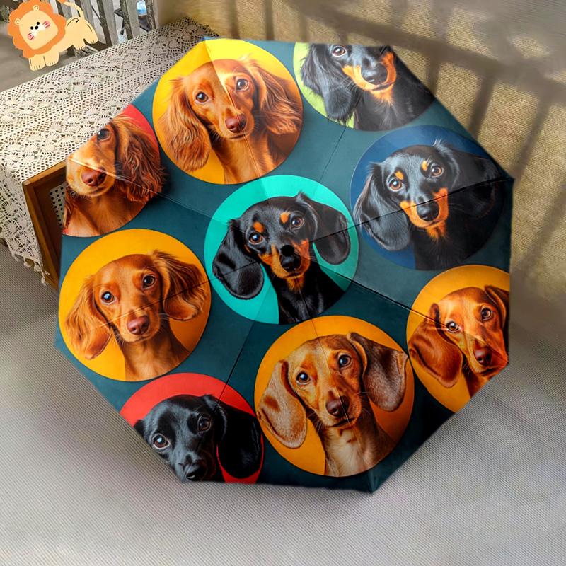 1 PC Automatic Folding Umbrella - Dachshund Pattern, Portable & Foldable Design with 8 Ribs, Christmas Birthday Gifts
