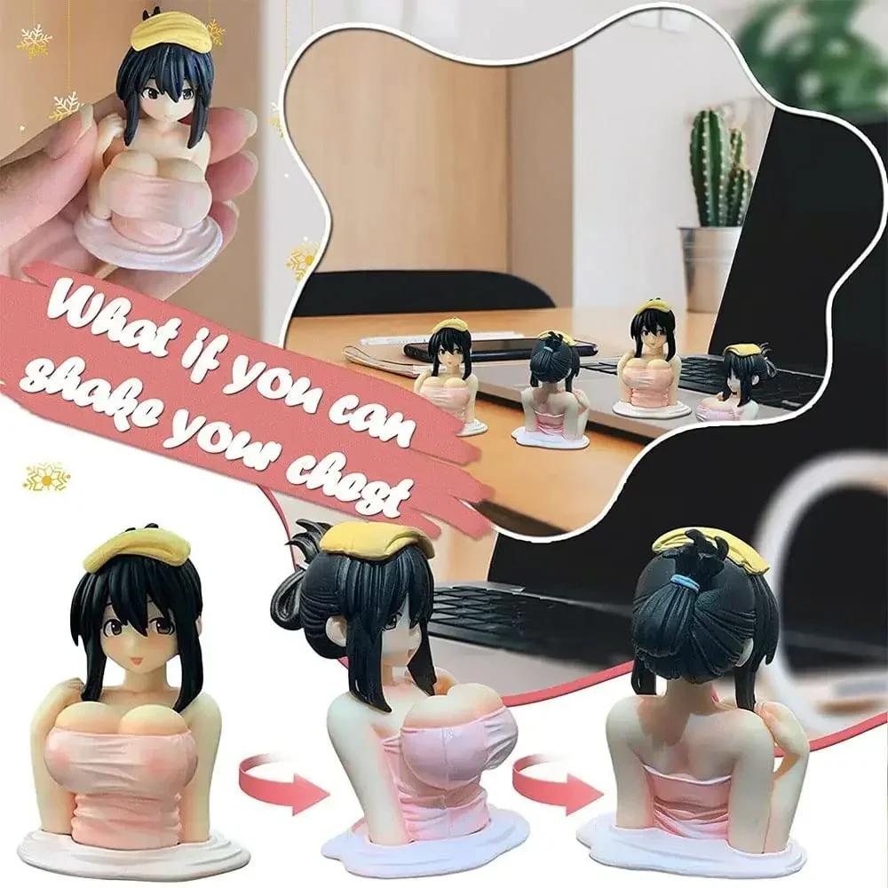 Cute Sexy Chest Shaking Girls Car Ornaments Cartoon Anime Statue Car Dashboard Sexy Doll Figurine Car Decorations