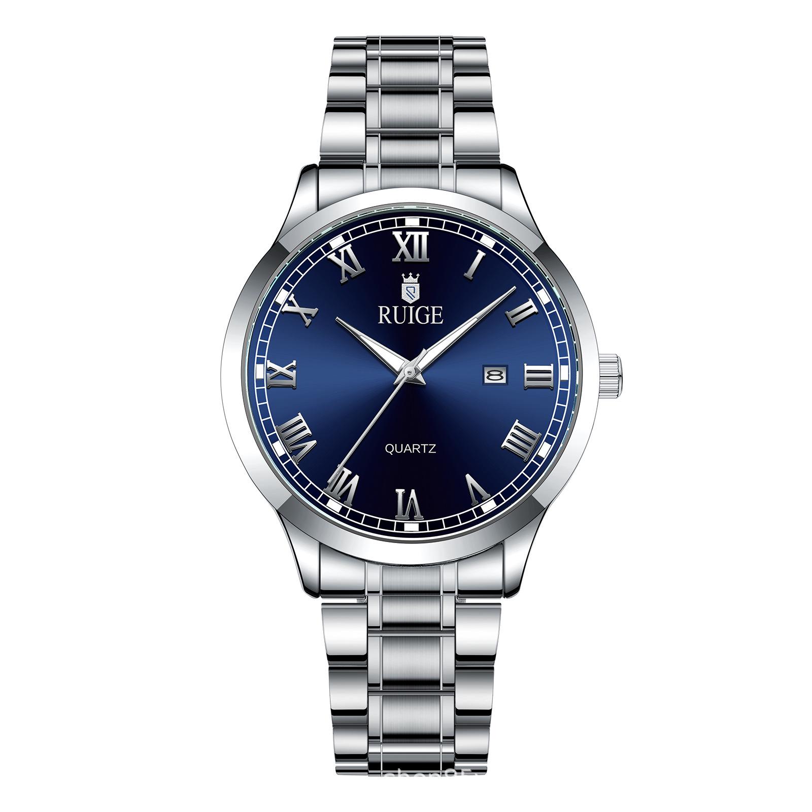 

Rui Ge Stainless Steel Men s Quartz Watch - Luminous, Waterproof, with Calendar чёрный
