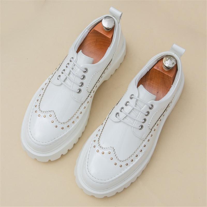 New Designer Men's Rock Punk Black White Thick-soled Lace Up Height Increasing Casual Shoes Walking Sneakers Zapatos Hombre