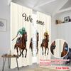 2 st 2D plattryckta Fönstergardiner Välkommen Hästkapplöpning Jockeys 100% Polyester Utan El Semesterdekorationer
