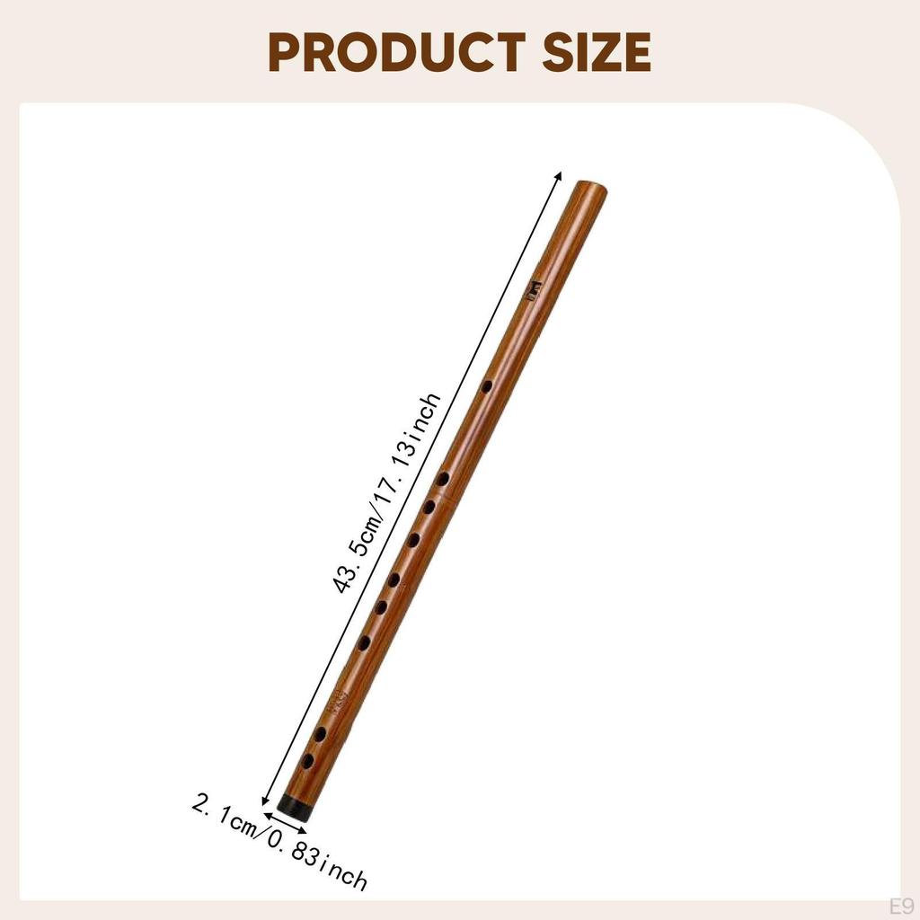 Bamboo Flute Chinese Instrument Easy to Learn Portable Beginners Musical with Velvet Bag
