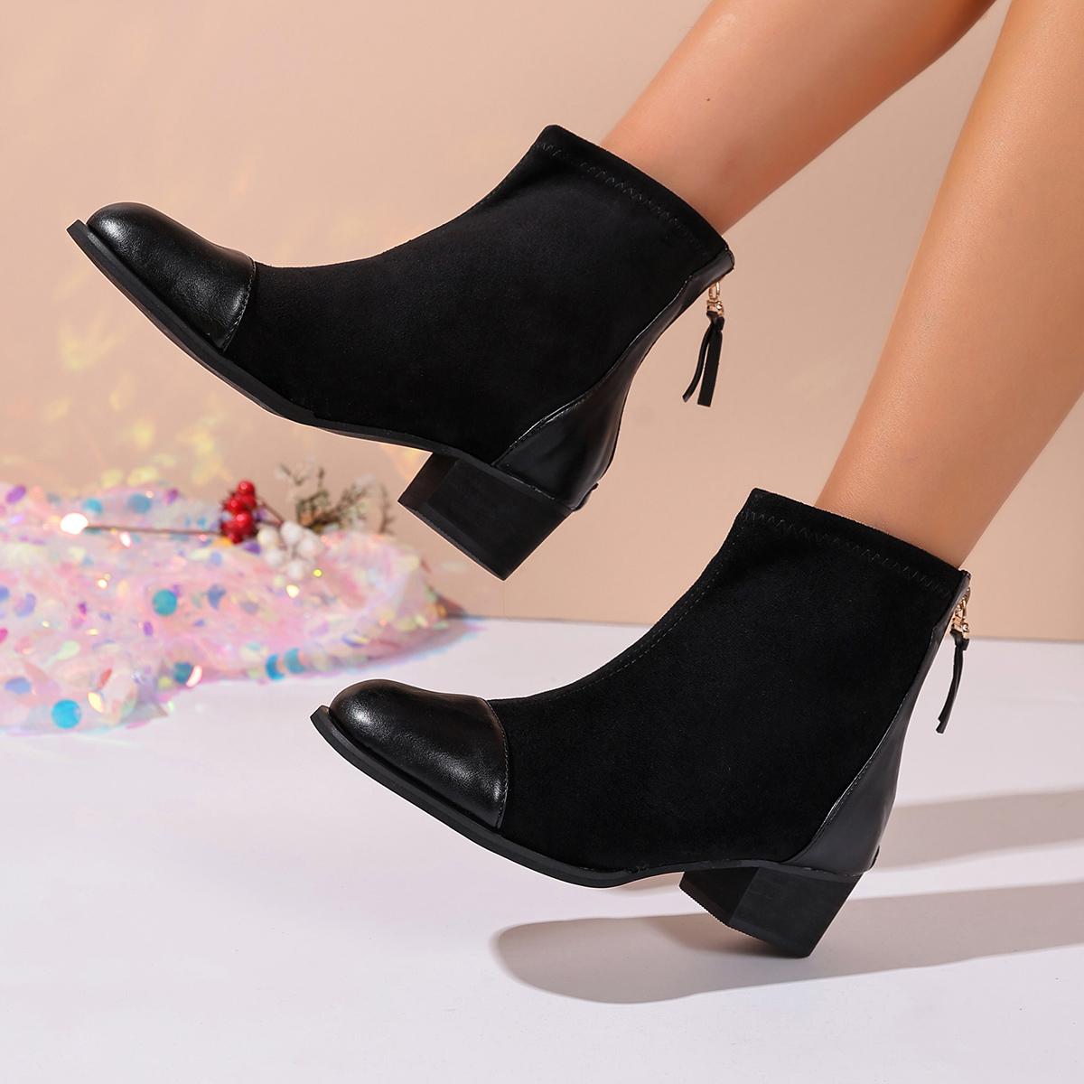 

Fashion Fashiona Ankle Boots Versatile Temperament Women Shoe Thick Heels Simple Women Boot Daily Comfort Short Boot Trendy High Heels 35