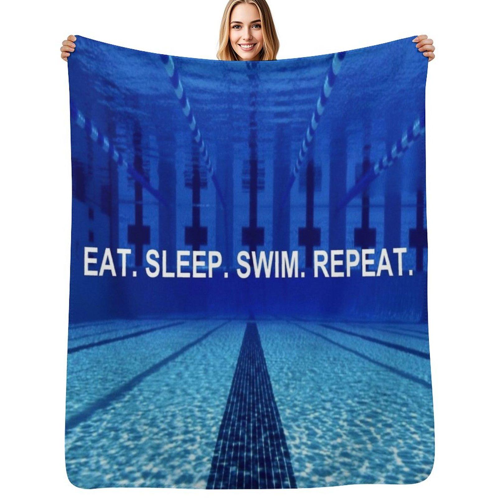 Swimming Inspirational Quote Throw Blanket Lightweight Cozy Blanket for Bed Sofa Size: 75*100cm, Weight: 230 GSM