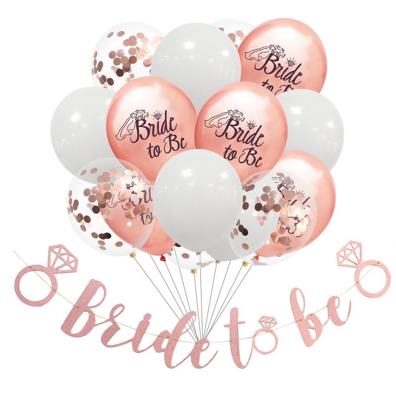 Rose Gold Bride-to-Be Confetti Balloon Set - 15 Pieces Wedding Party Decor