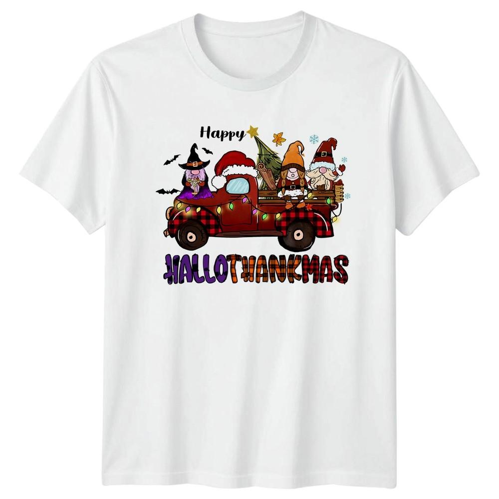 Happy Hallothanksmas TShirt Multi Holiday Christmas Gift For Him And Her