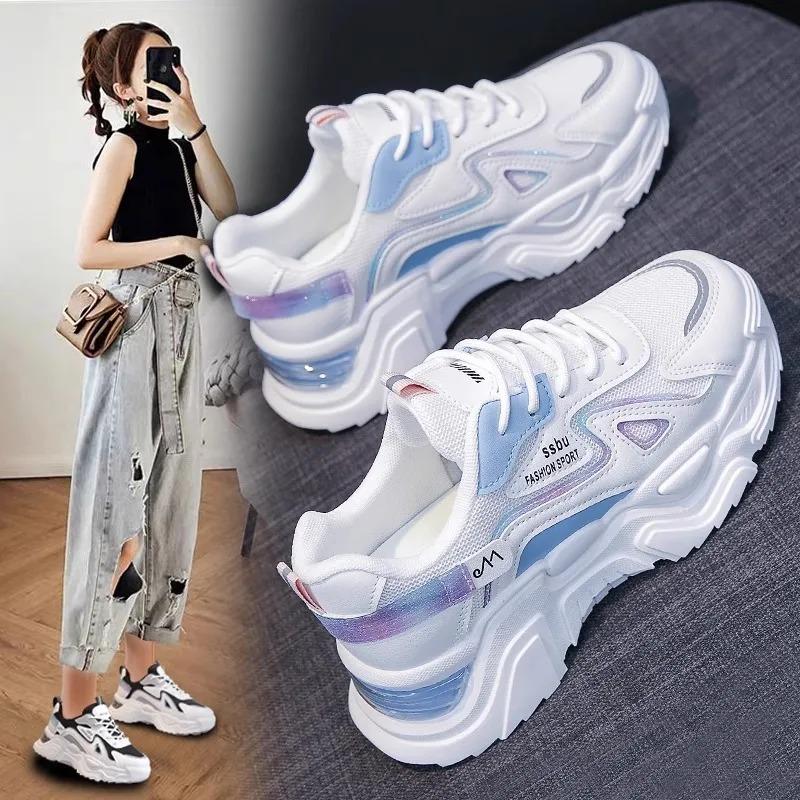 Fashion 2025 Sneakers Women Platform Flat Shoes Woman Shoes Green Casual Trainers Ladies Chunky Sneakers Women Shoes