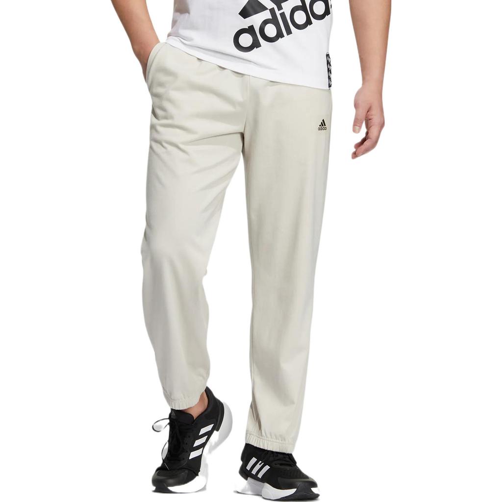 Adidas Solid Color Long Sports Pants with Logo Patch Men Bottoms Khaki IC7839